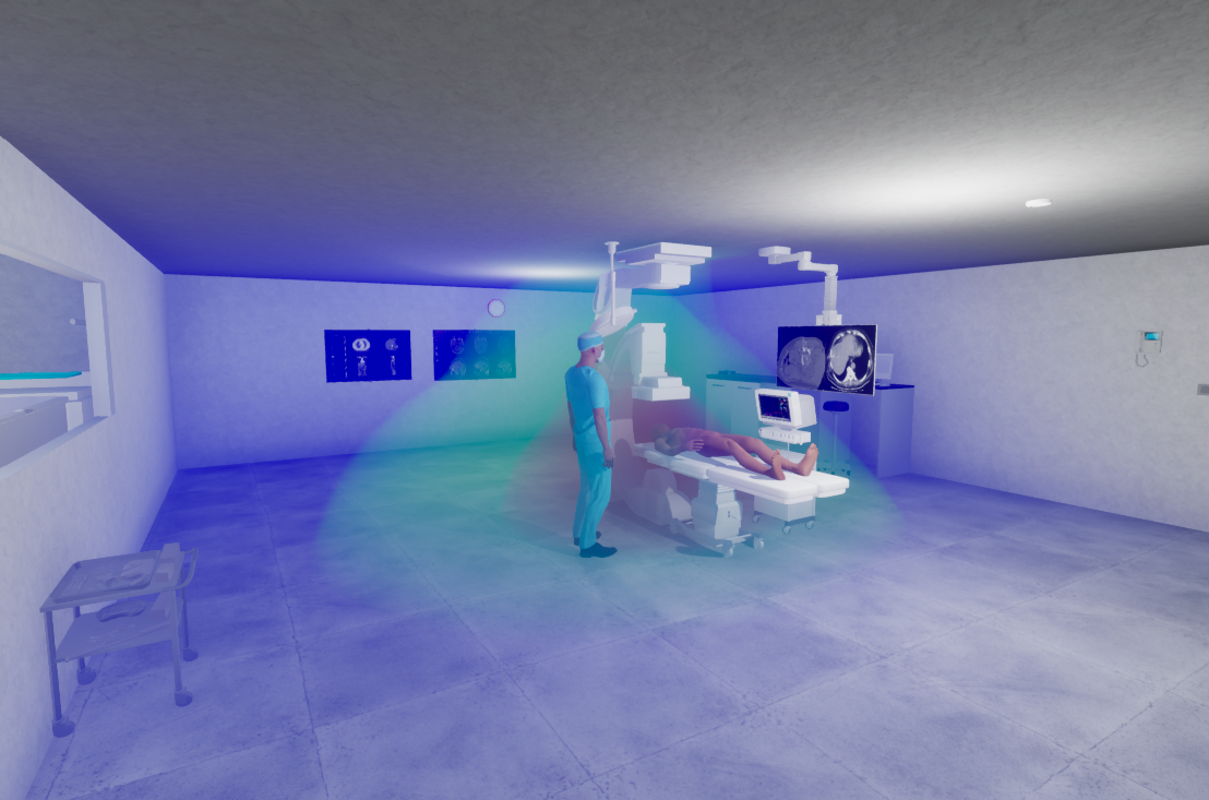 A soft volumetric ray-marched render of a radiation field with a smooth color gradient