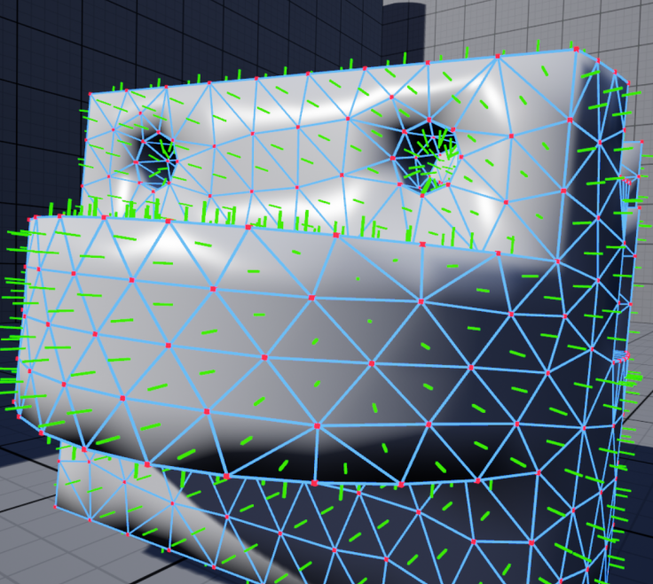 Face normals rendered with the same instancing technique
